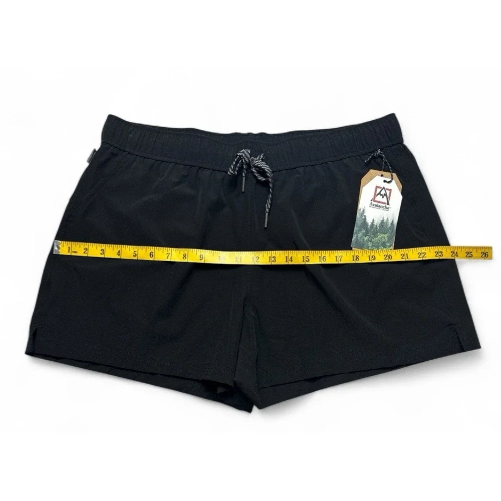 Avalanche Men's XL Hiking Shorts Black Ripstop 4-Way Stretch, UPF 30+, Reflectiv
